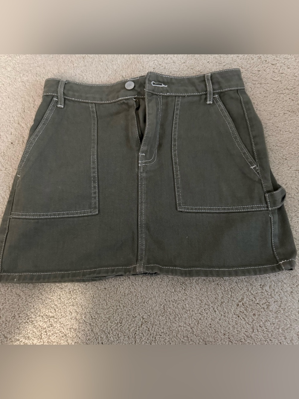 PacSun Olive Utility Mini Skirt with Front Patch Pockets